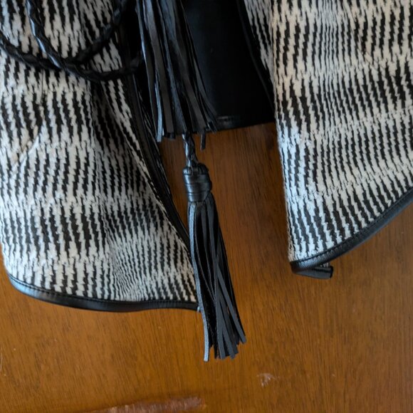 BYLYSE - Black & White - Leather-Belted Jacket - Picture 3 of 8